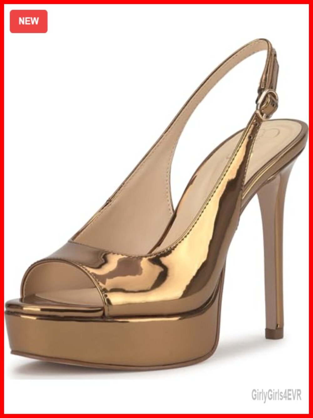 Jessica Simpson Sibilla Slingback Platform Pumps Faux Leather Peep Toe Heels